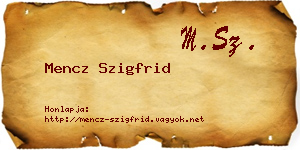 Mencz Szigfrid névjegykártya
